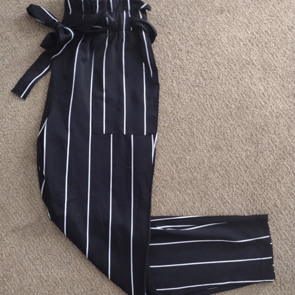 Streetwear Society Pants - Streetwear Society Black and White Striped Pants